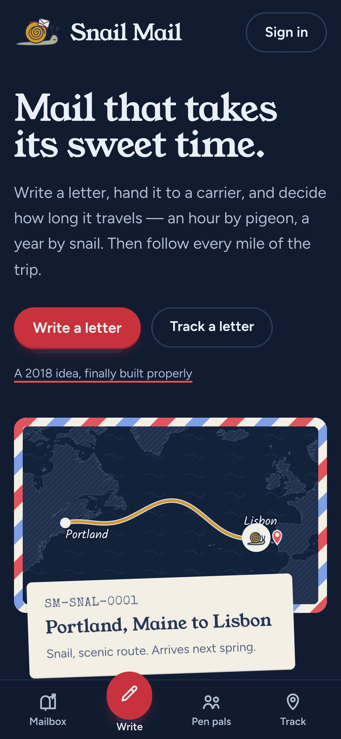 Snail Mail on a phone: 'Mail that takes its sweet time.'